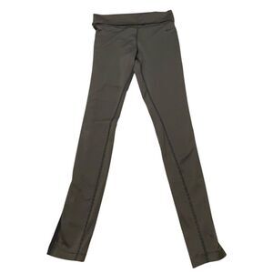 Nike Dri Fit Olive Green Black Stripe Fold Over Waist Leggings Wm’s Sz Small